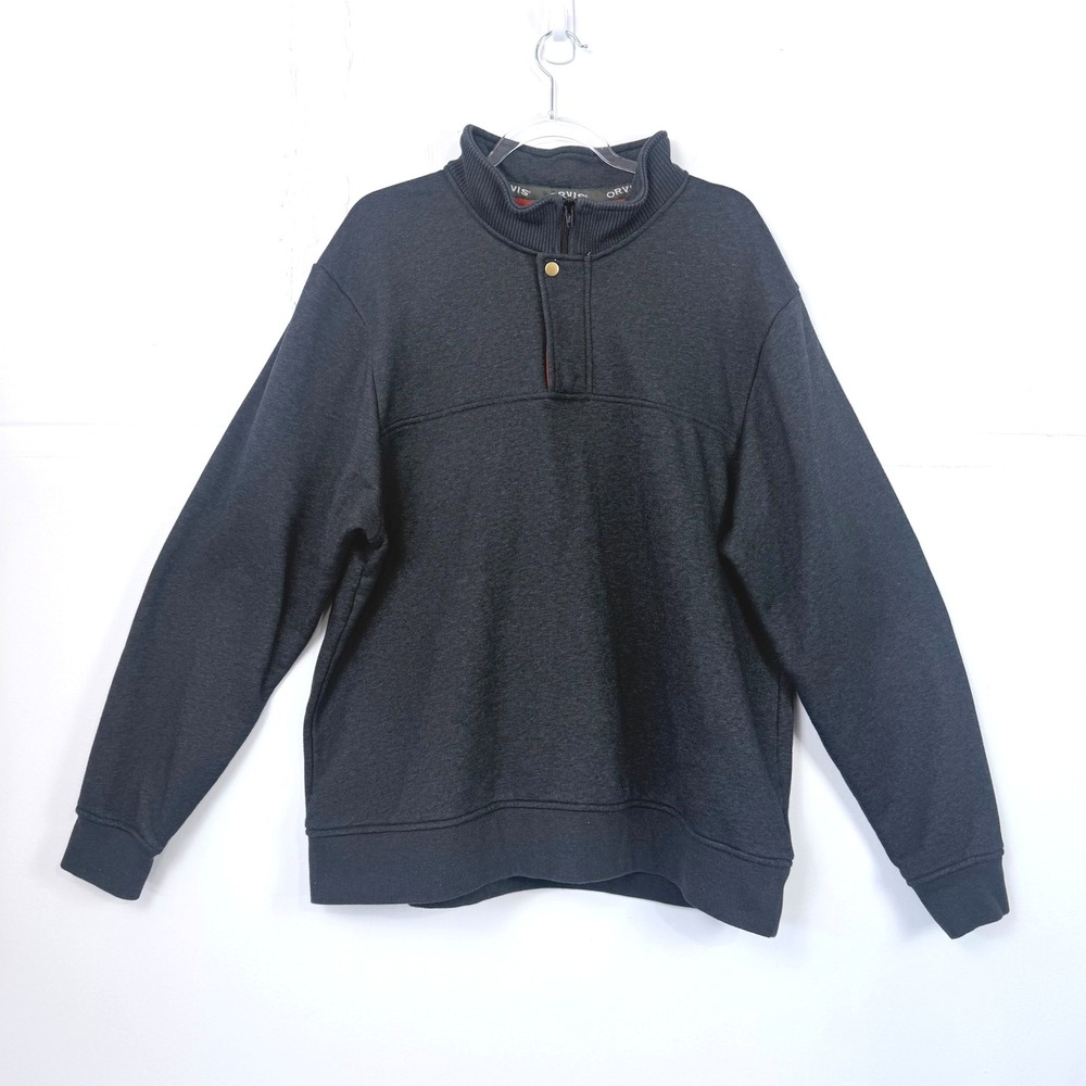 Orvis Mens XXL Quarter Zip Pullover Sweatshirt Charcoal Grey Mock Neck